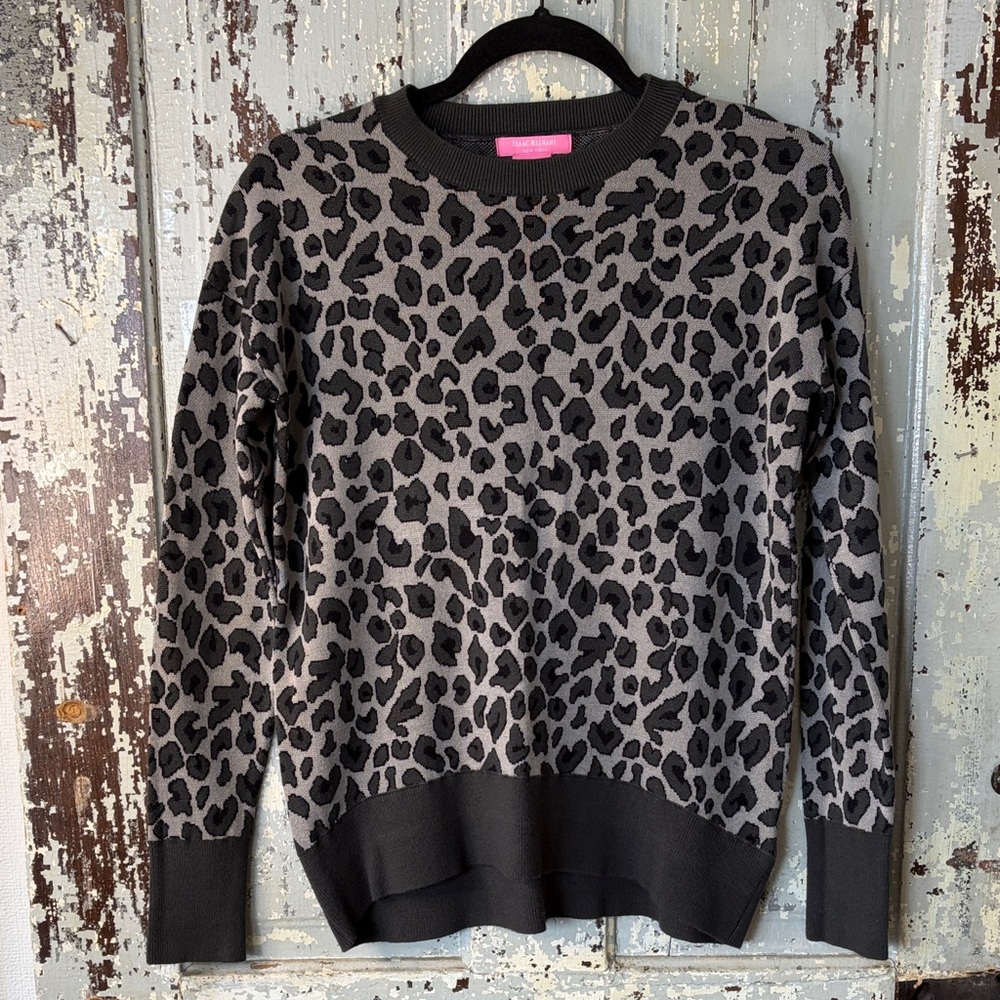 Isaac Mizrahi Black and Gray Leopard Sweater